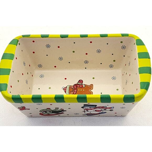 LOAF BAKING DISH-TEMP-TATIONS-Ceramic-Snowman-Penguin-Bird-Holiday Theme-Small - Picture 2 of 9